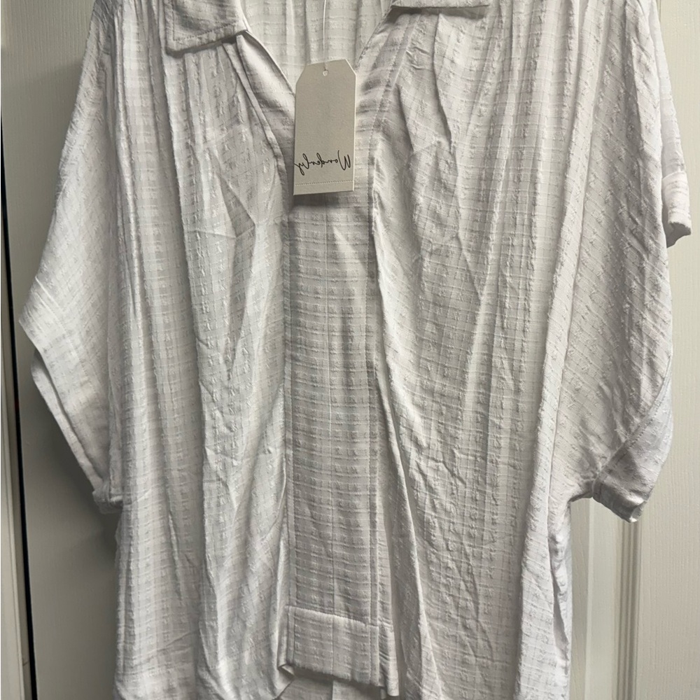 Wonderly Textured White womens Casual Shirt